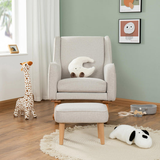 Babymore Ida Nursing Chair with Footstool – Cashmere-Dreamy Nursery