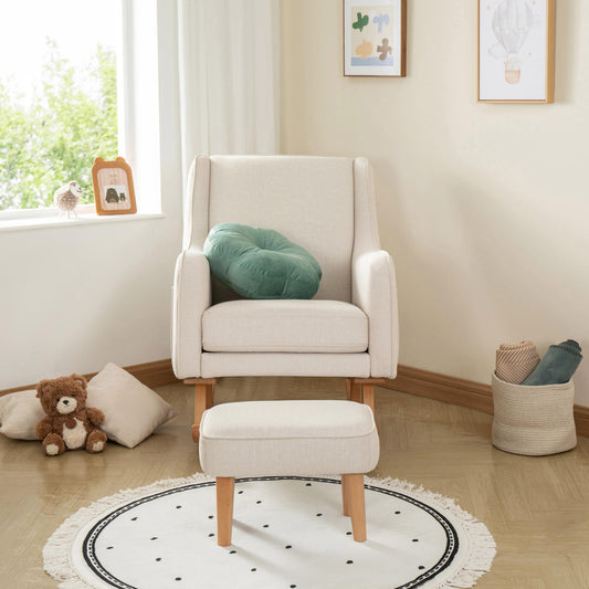 Babymore Ida Nursing Chair with Footstool – Ivory-Dreamy Nursery