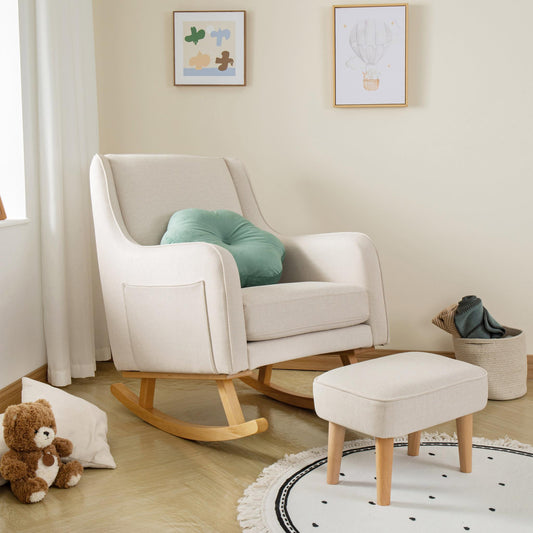 Babymore Ida Nursing Chair with Footstool – Ivory-Dreamy Nursery