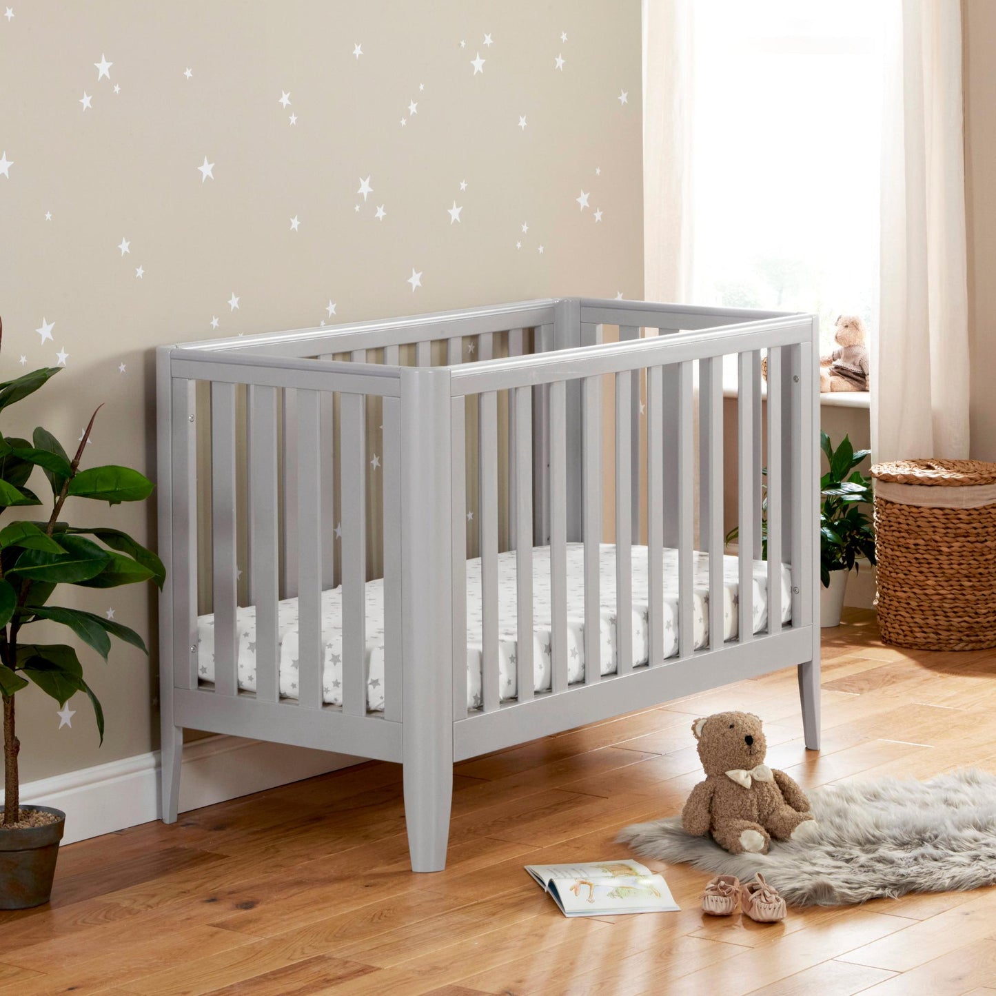 Babymore Iris Cot Bed – Grey-Dreamy Nursery
