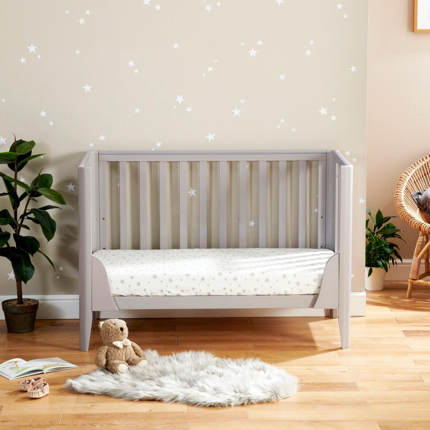 Babymore Iris Cot Bed – Grey-Dreamy Nursery