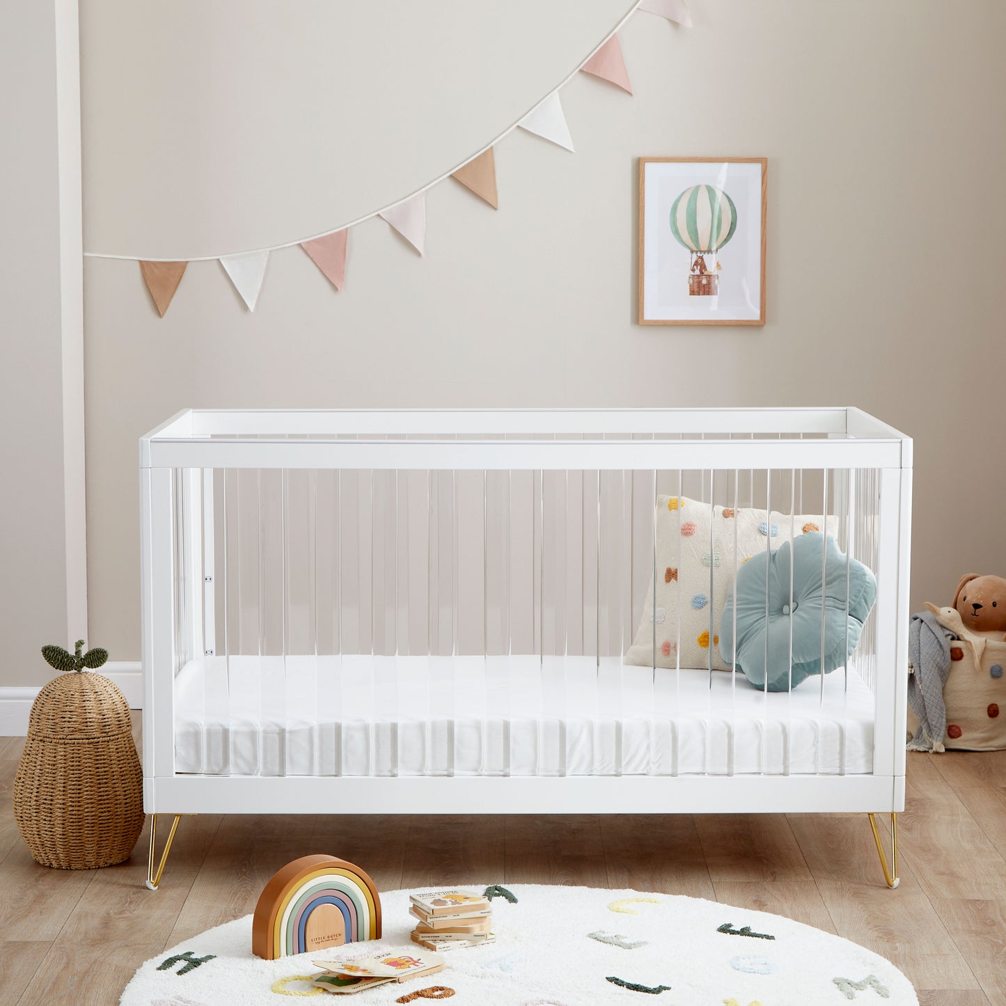 Babymore Kimi Acrylic 3 Piece Nursery Room Set - White-Dreamy Nursery