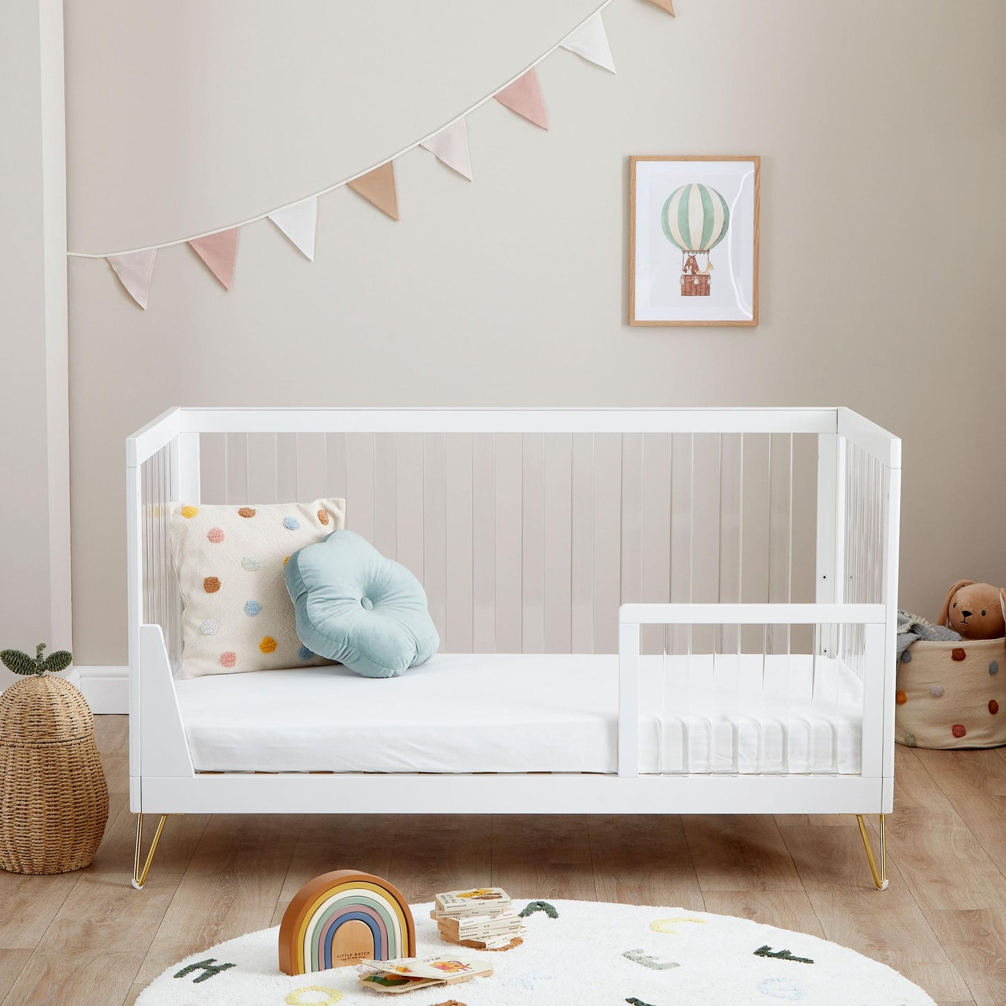 Babymore Kimi Acrylic Cot Bed-Dreamy Nursery