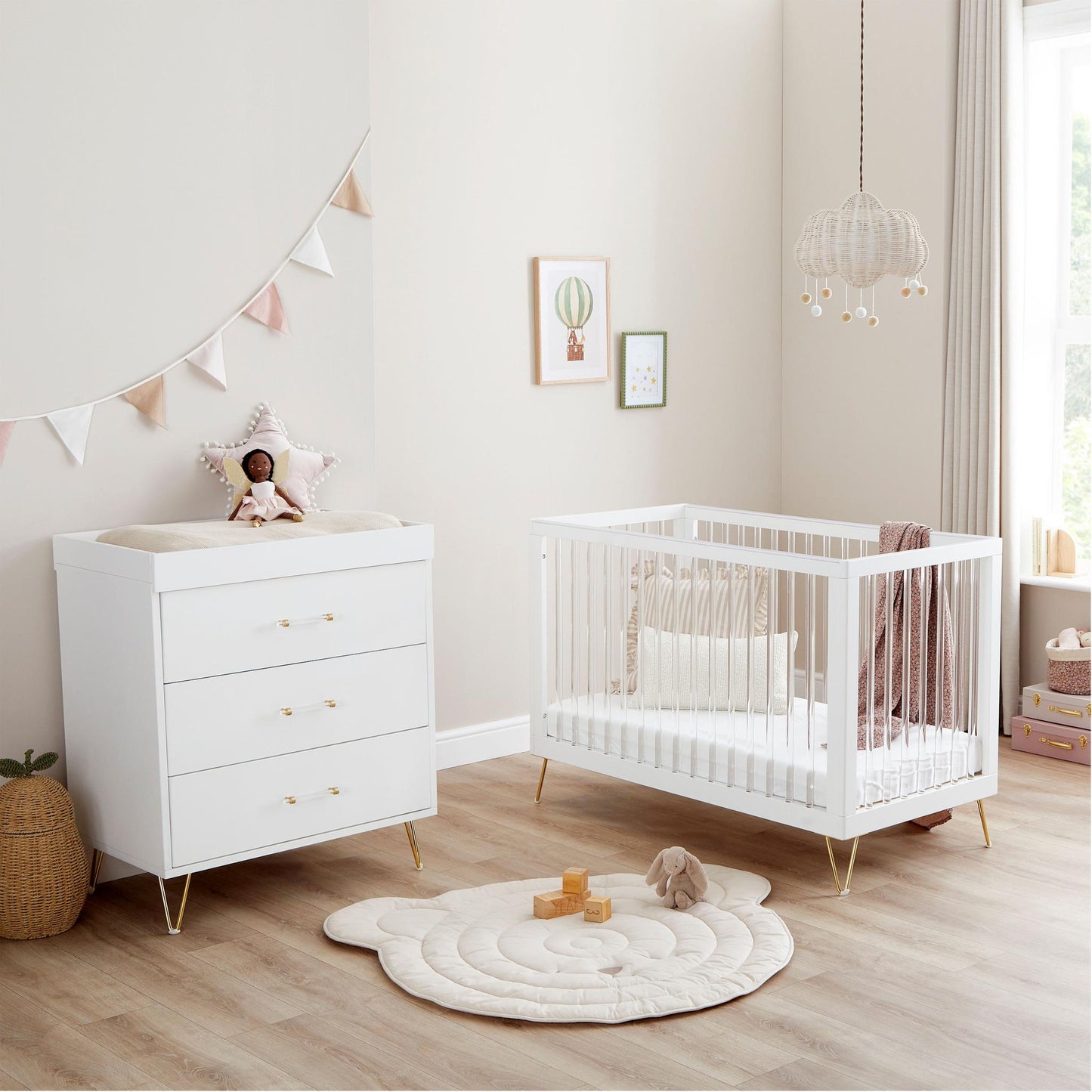 Babymore Kimi Mini Acrylic 2 Piece Nursery Room Set-Dreamy Nursery