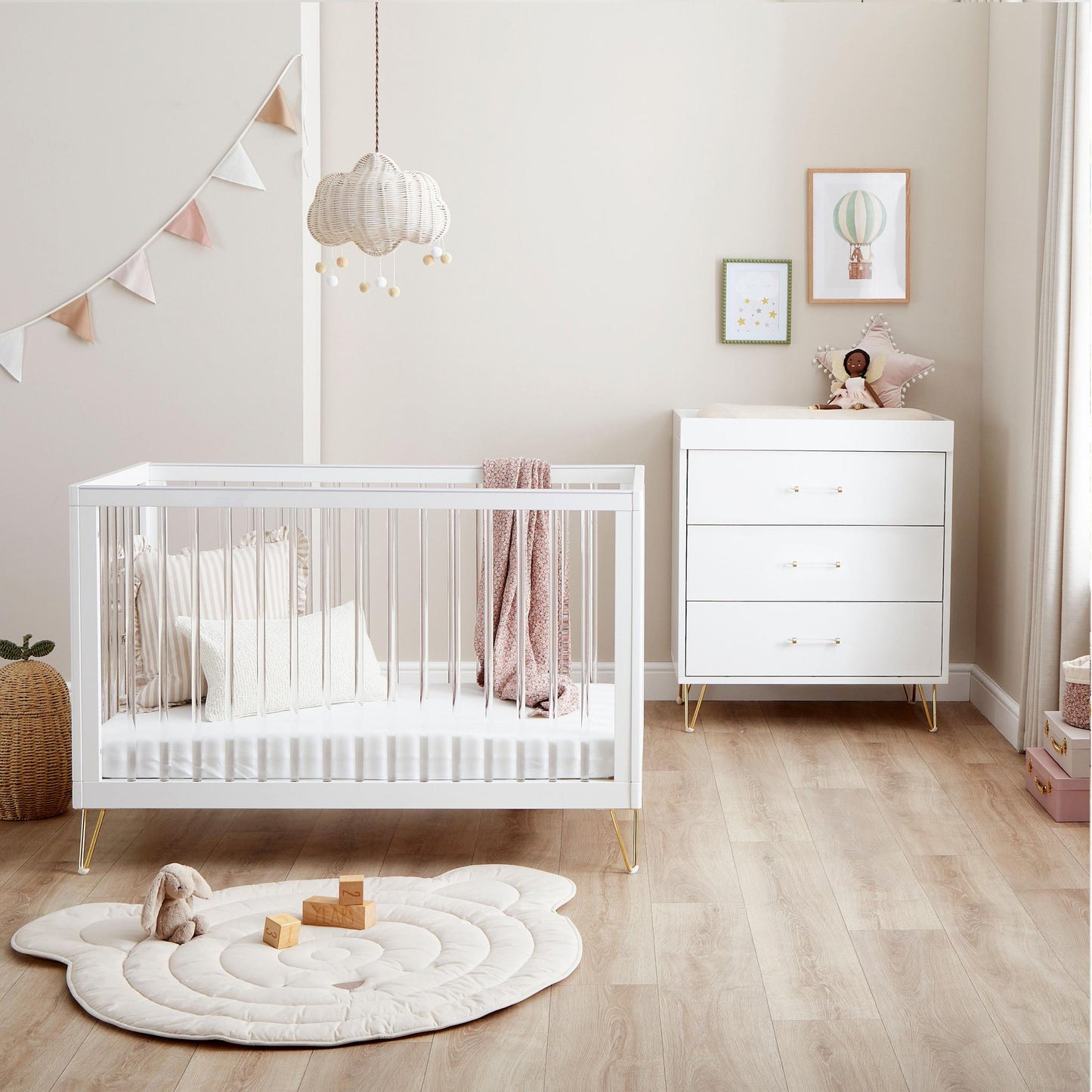 Babymore Kimi Mini Acrylic 2 Piece Nursery Room Set-Dreamy Nursery