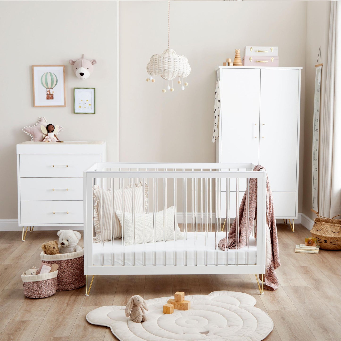 Babymore Kimi Mini Acrylic 3 Piece Nursery Room Set-Dreamy Nursery