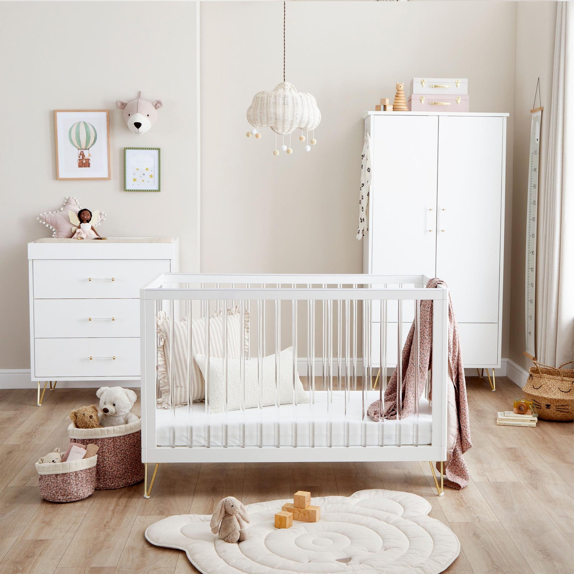 Babymore Kimi Mini Acrylic 3 Piece Nursery Room Set-Dreamy Nursery