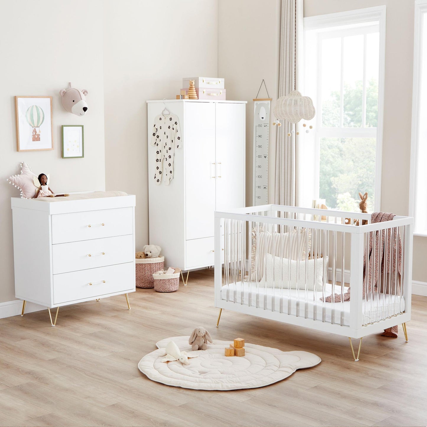 Babymore Kimi Mini Acrylic 3 Piece Nursery Room Set-Dreamy Nursery
