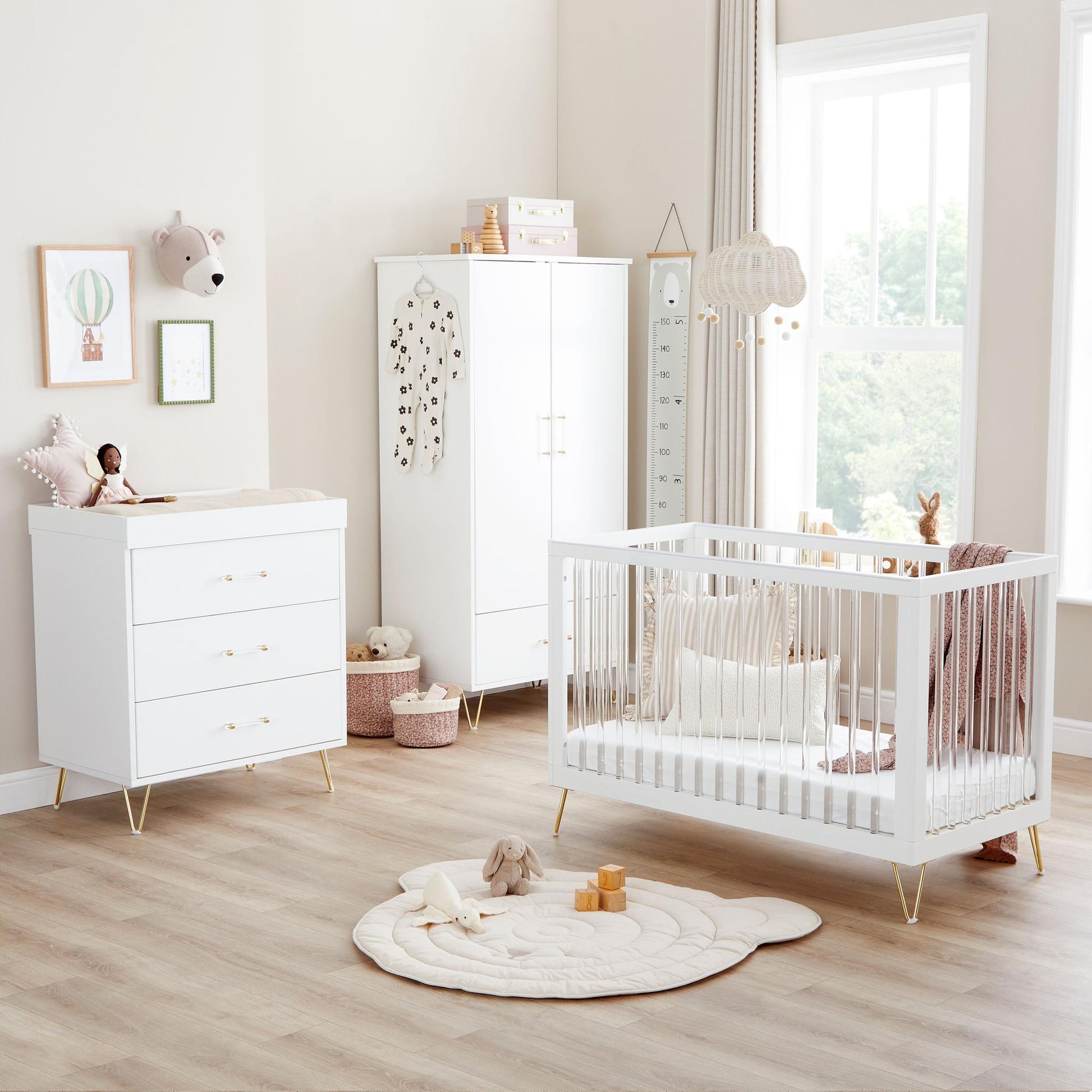 Babymore Kimi Mini Acrylic 3 Piece Nursery Room Set-Dreamy Nursery