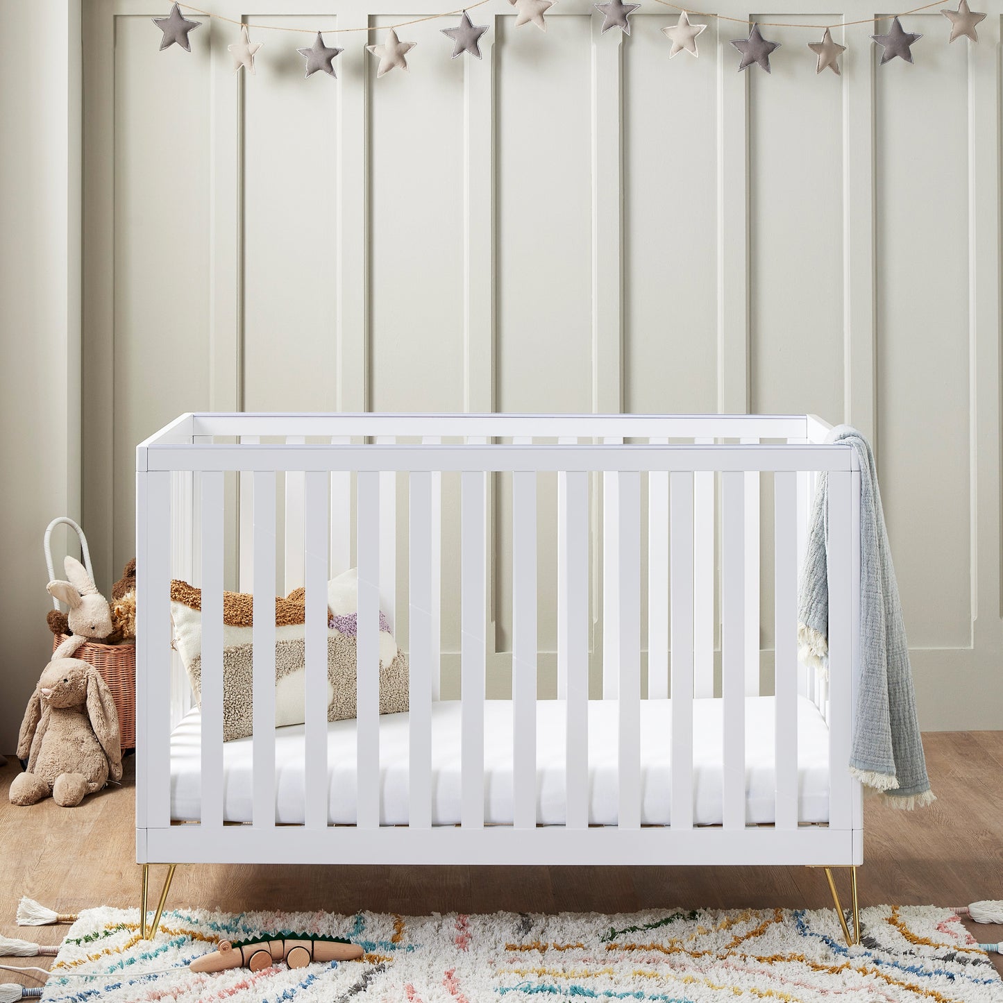 Babymore Kimi Mini Cot Bed - White-Dreamy Nursery