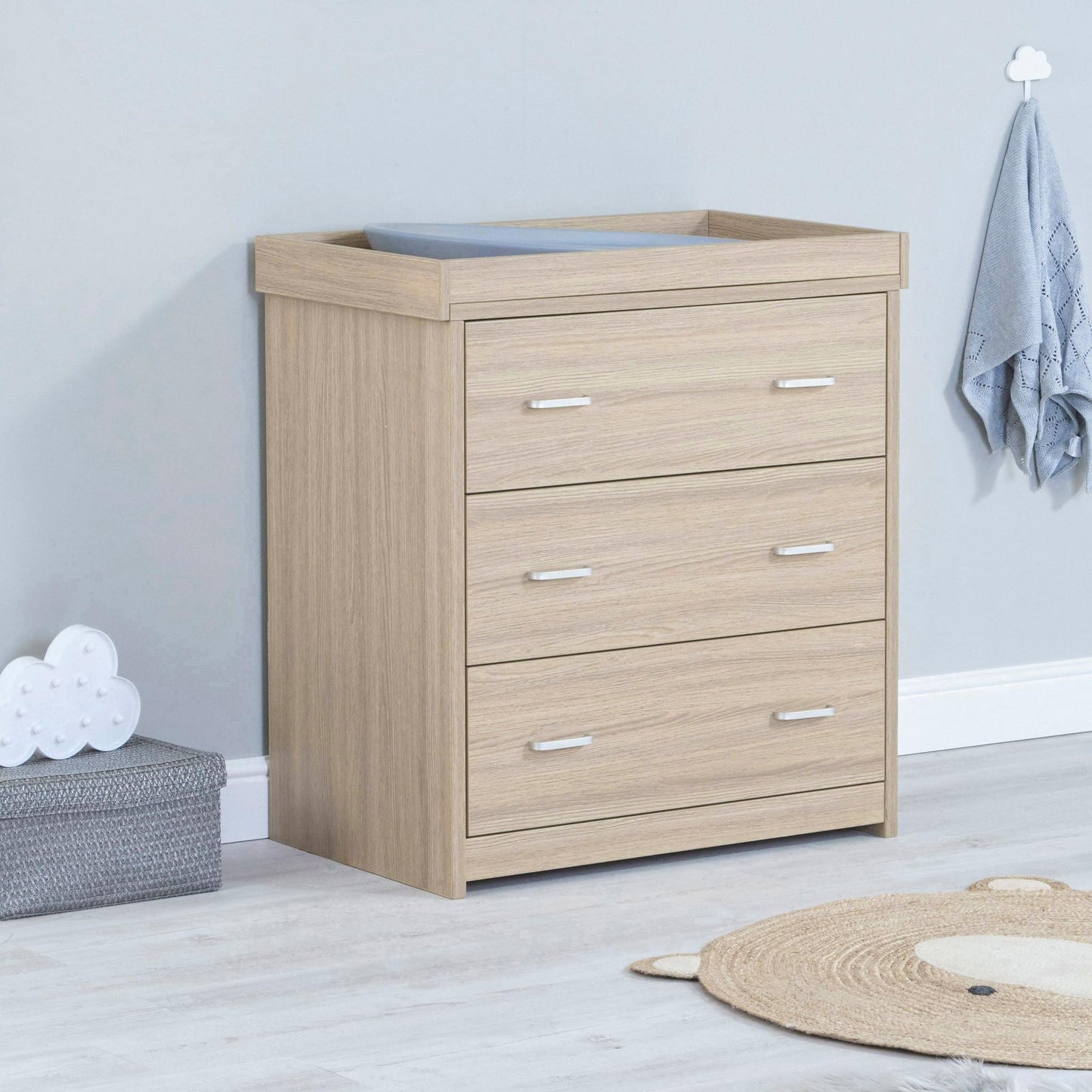 Babymore Luno 2 Piece Nursery Furniture Set – Oak (with under-cot storage)-Dreamy Nursery