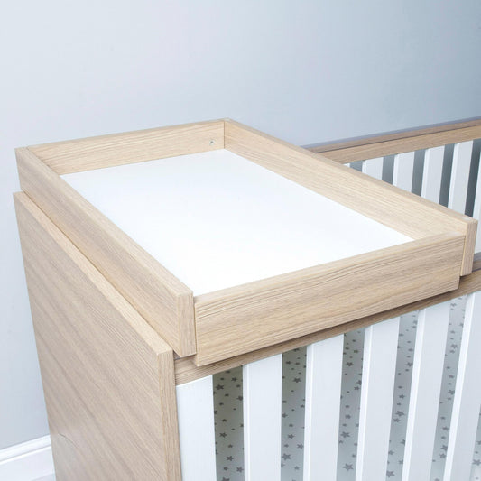 Babymore Luno Veni Cot Top Changer - Oak-Dreamy Nursery