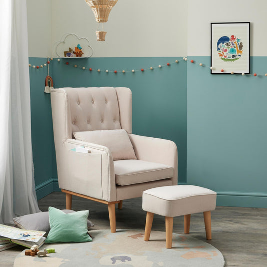 Babymore Lux Nursing Chair with Footstool – Cream-Dreamy Nursery