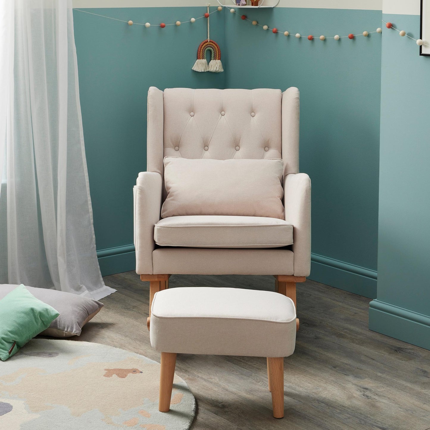 Babymore Lux Nursing Chair with Footstool – Cream-Dreamy Nursery