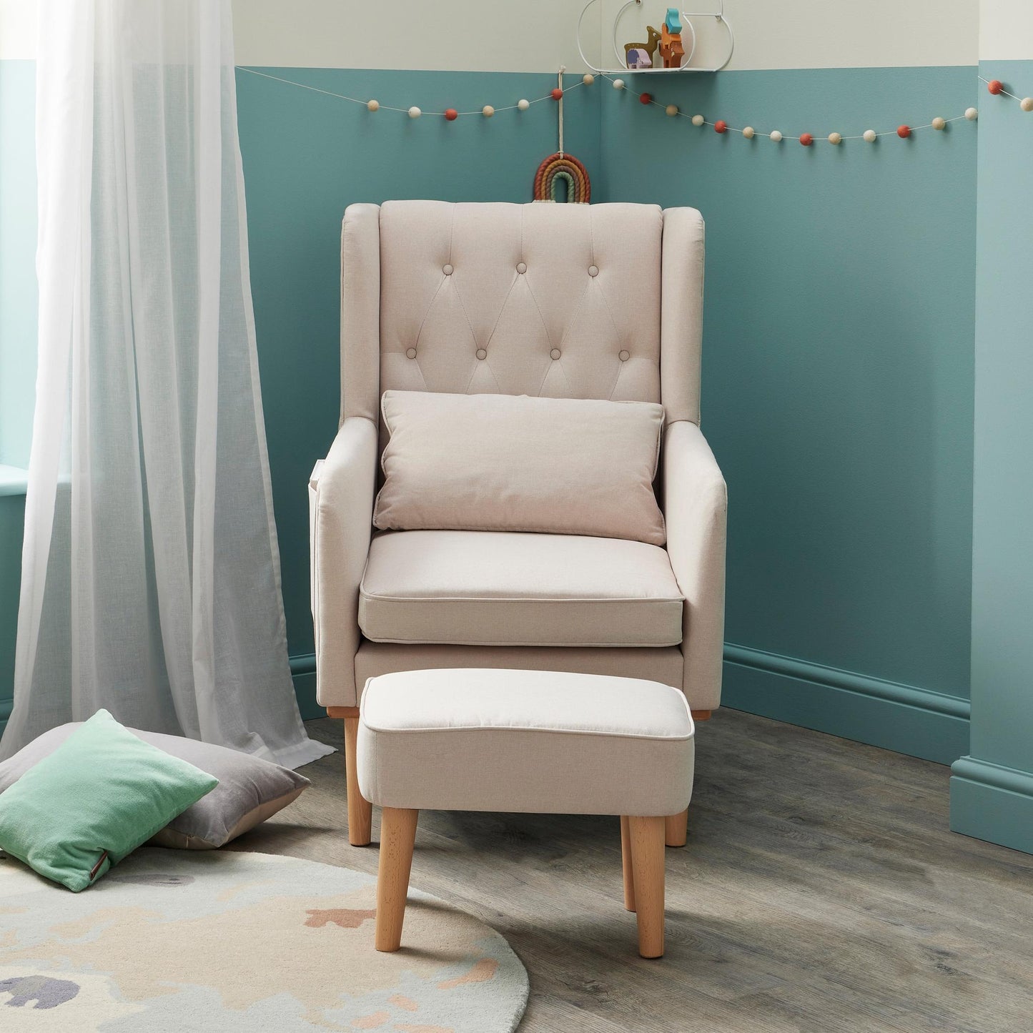 Babymore Lux Nursing Chair with Footstool – Cream-Dreamy Nursery