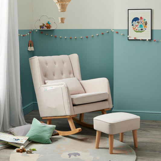 Babymore Lux Nursing Chair with Footstool – Cream-Dreamy Nursery