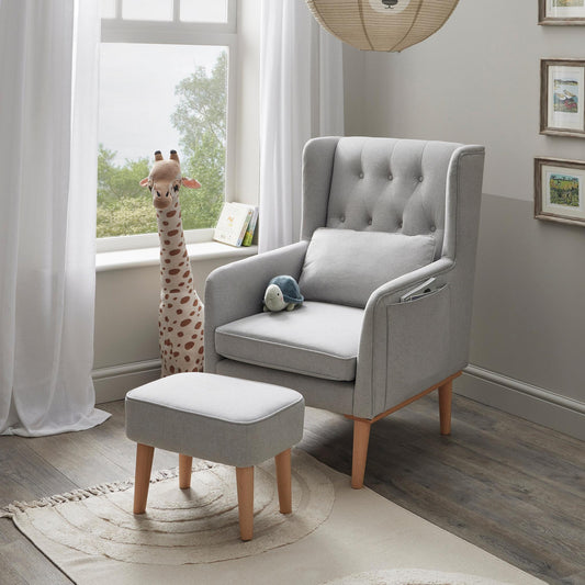 Babymore Lux Nursing Chair with Footstool – Grey-Dreamy Nursery