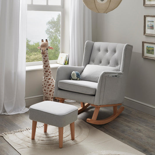 Babymore Lux Nursing Chair with Footstool – Grey-Dreamy Nursery