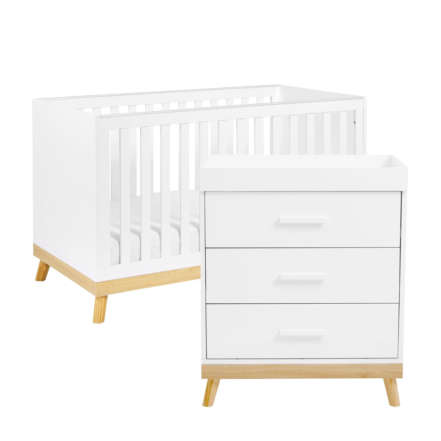 Babymore Mona 2 Piece Nursery Furniture Set – White-Dreamy Nursery