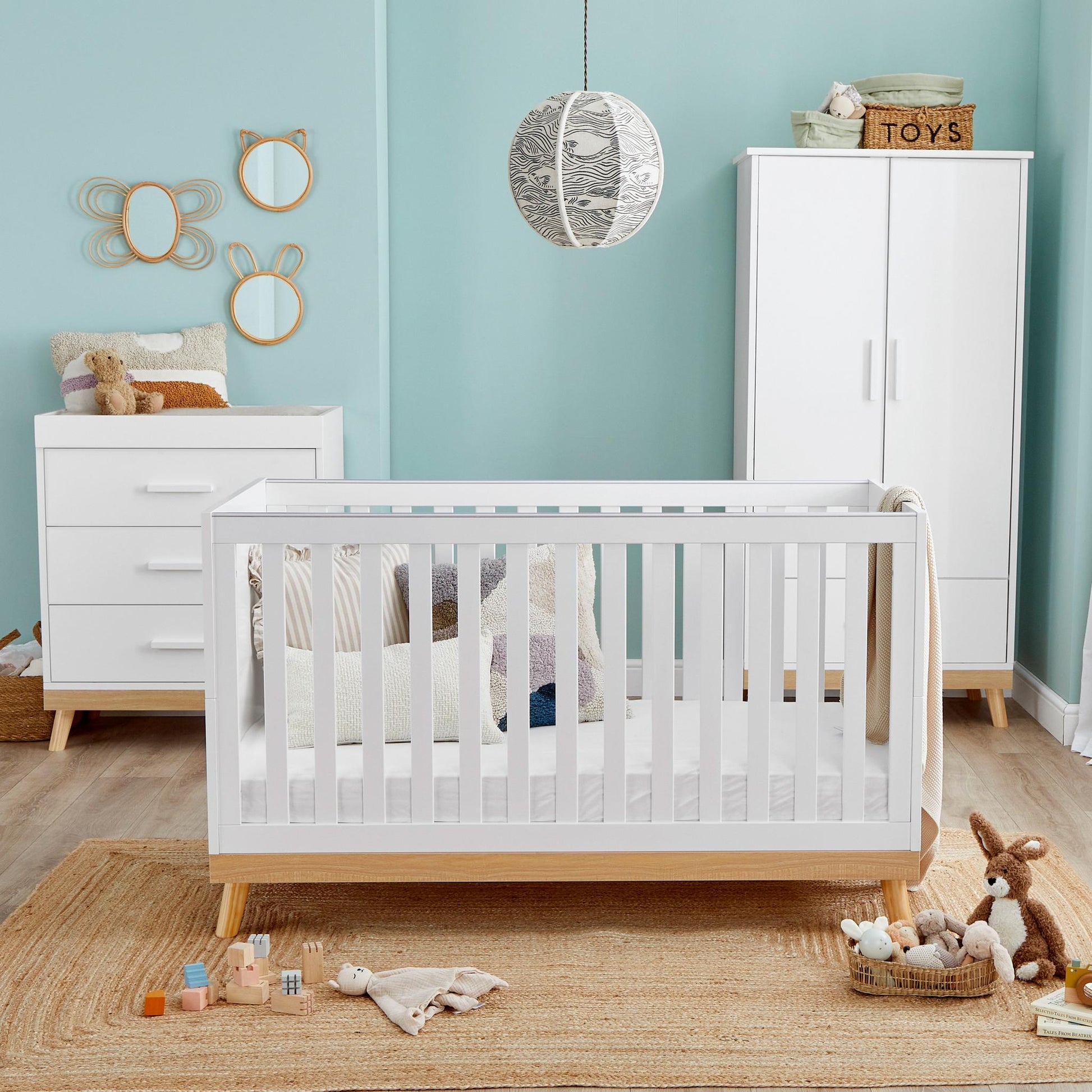 Babymore Mona 3 Piece Nursery Furniture Set – White-Dreamy Nursery