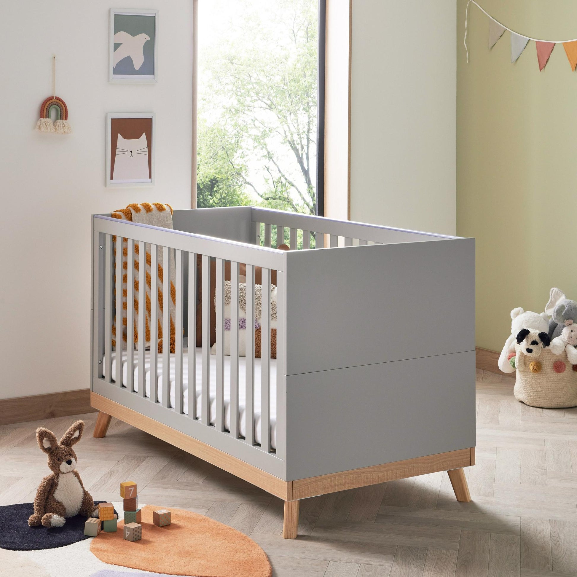 Babymore Mona Cot Bed – Grey-Dreamy Nursery