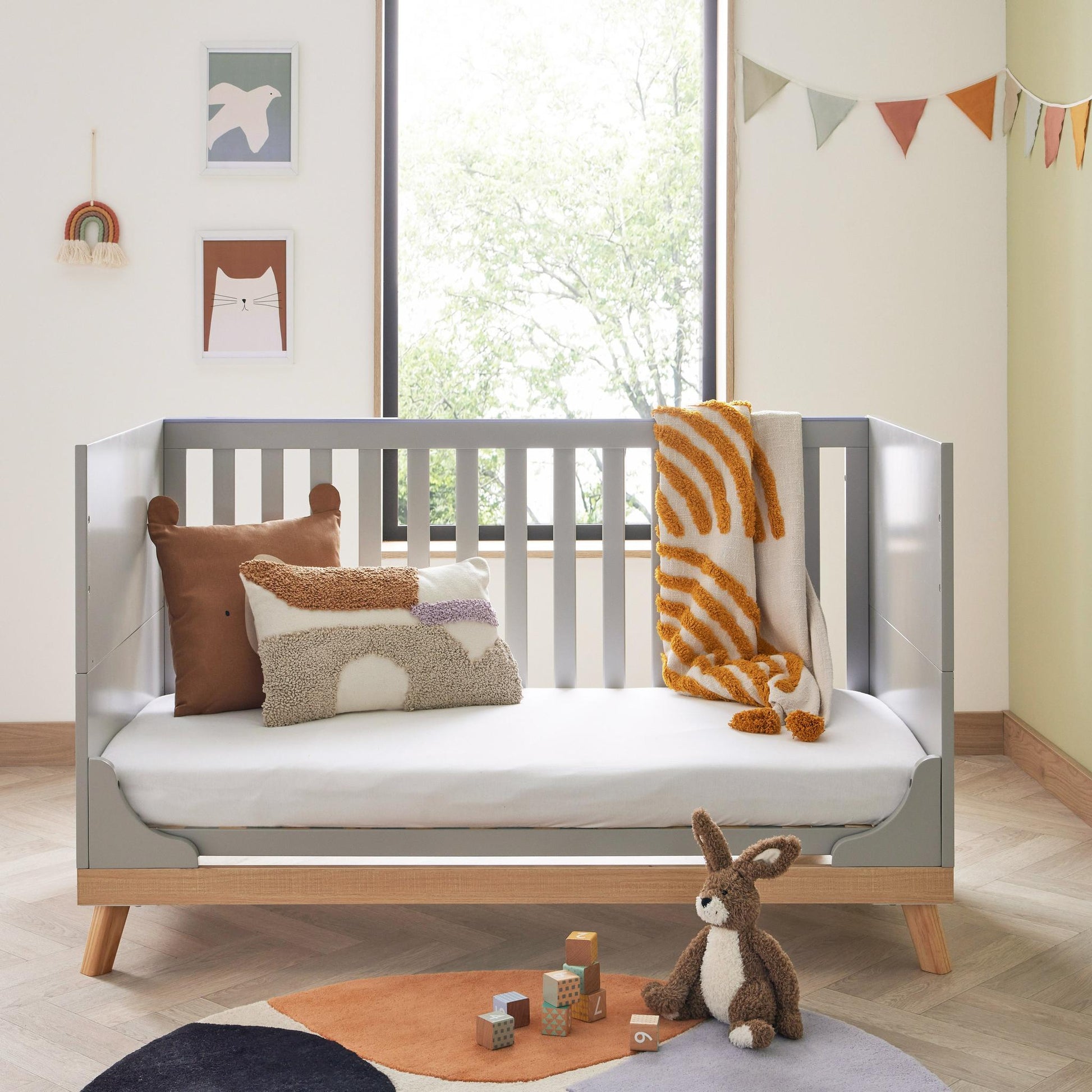 Babymore Mona Cot Bed – Grey-Dreamy Nursery