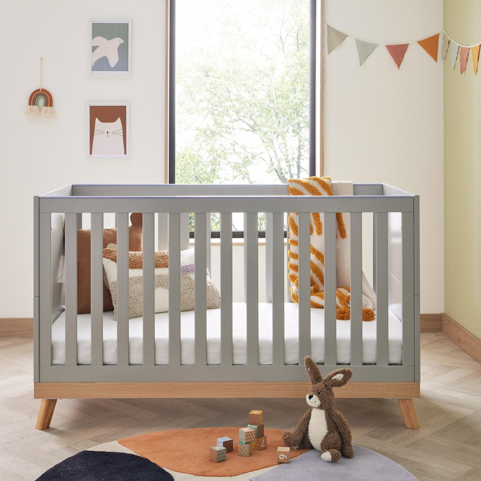 Babymore Mona Cot Bed – Grey-Dreamy Nursery