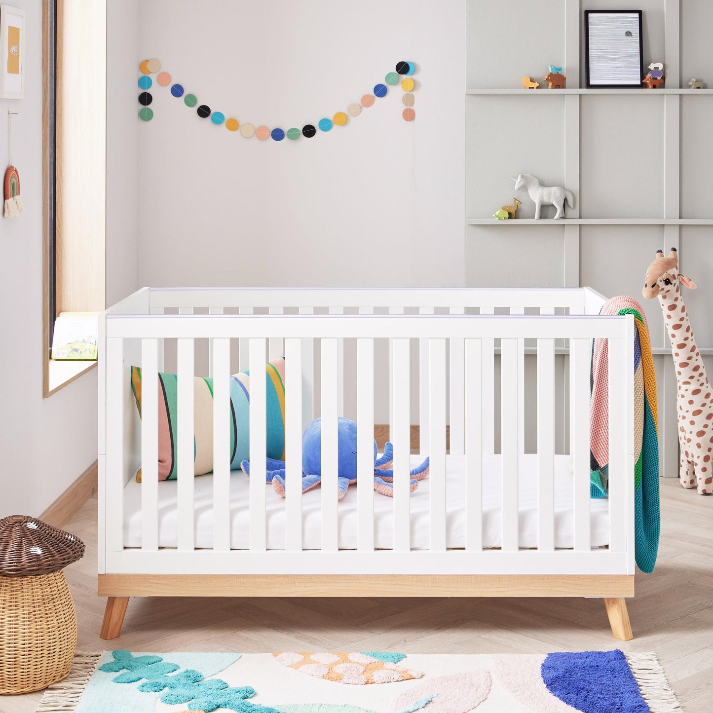 Babymore Mona Cot Bed – White-Dreamy Nursery