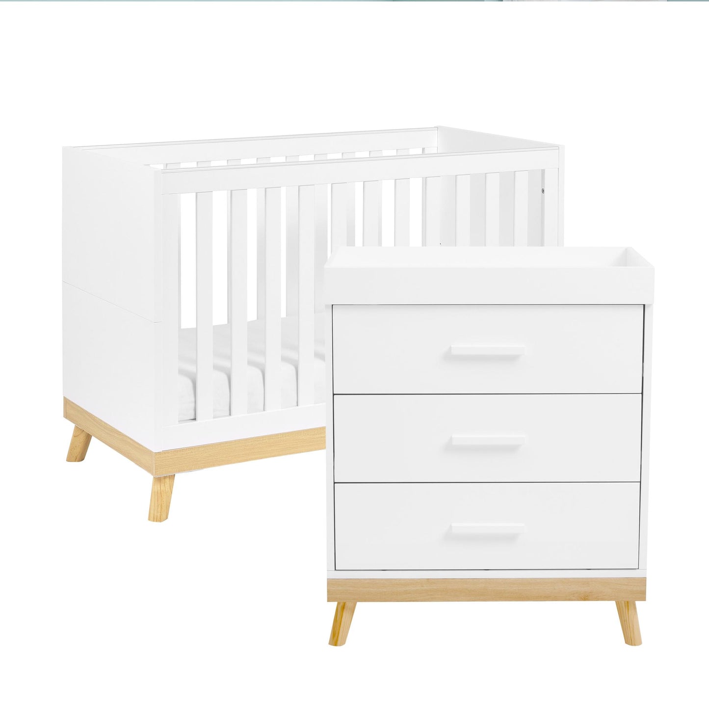Babymore Mona Mini 2 Piece Nursery Room Set - White-Dreamy Nursery