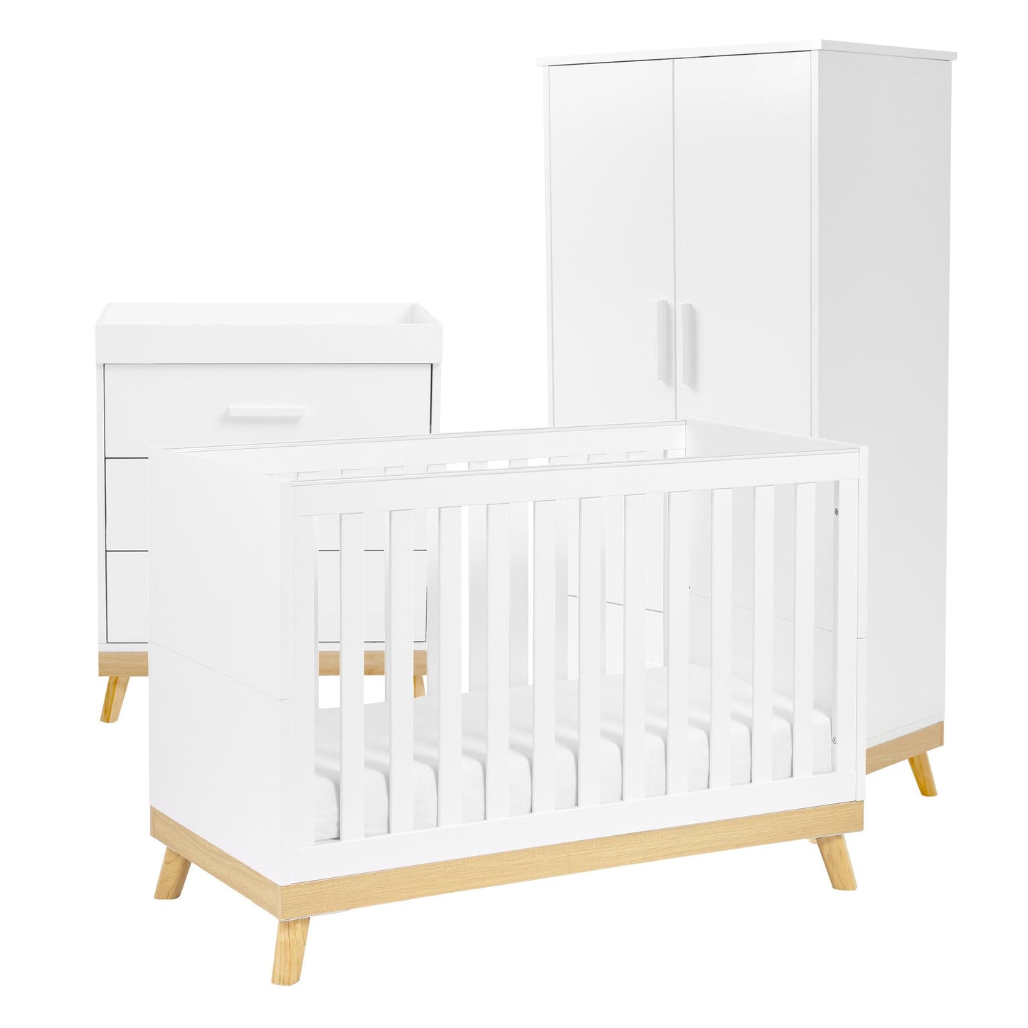 Babymore Mona Mini 3 Piece Nursery Room Set - White-Dreamy Nursery
