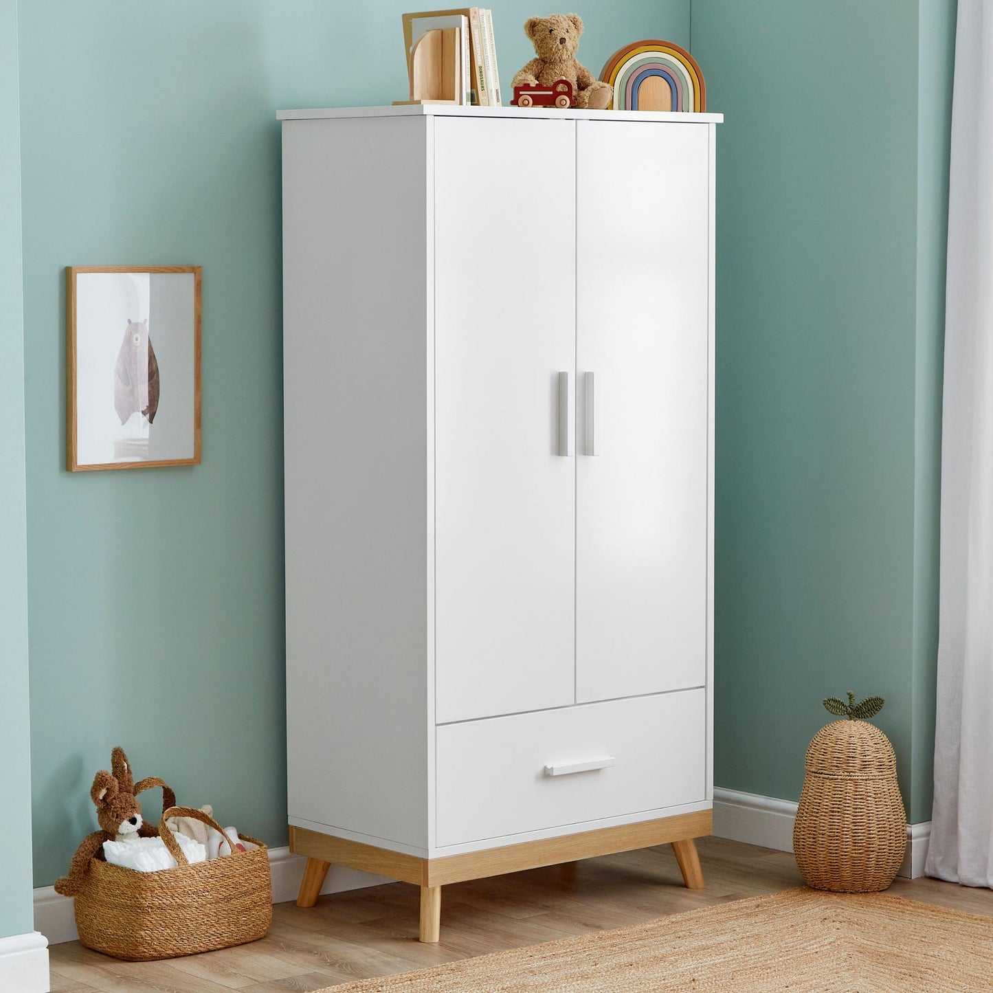 Babymore Mona Nursery Wardrobe - White-Dreamy Nursery