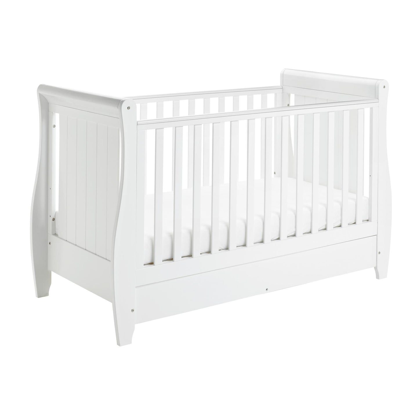 Babymore Stella Sleigh Cot Bed - White-Dreamy Nursery