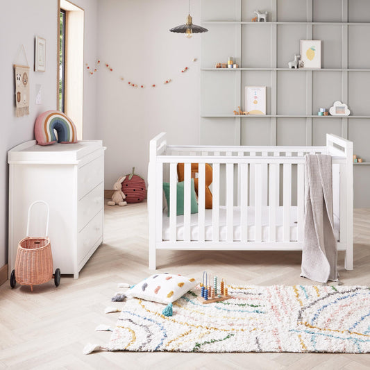 Babymore Velvet Deluxe 2 Piece Nursery Room Set - White-Dreamy Nursery
