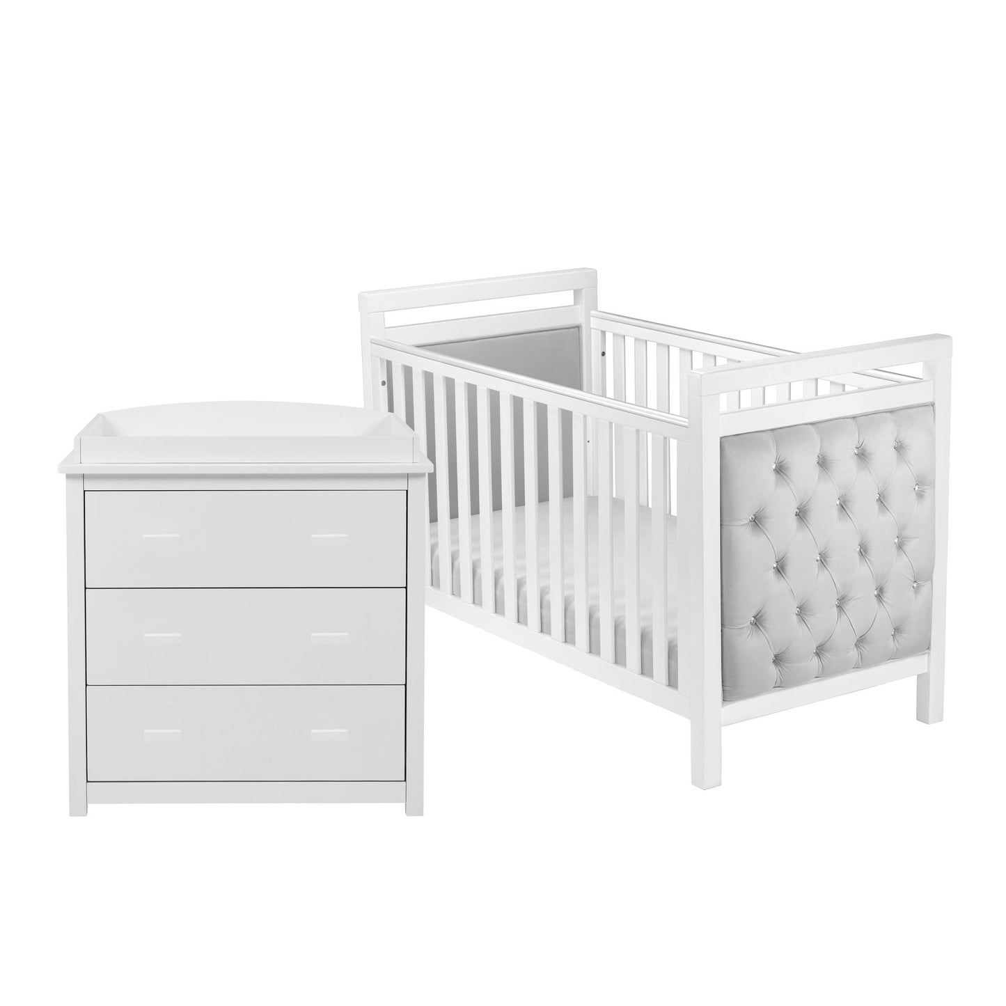 Babymore Velvet Deluxe 2 Piece Nursery Room Set - White-Dreamy Nursery