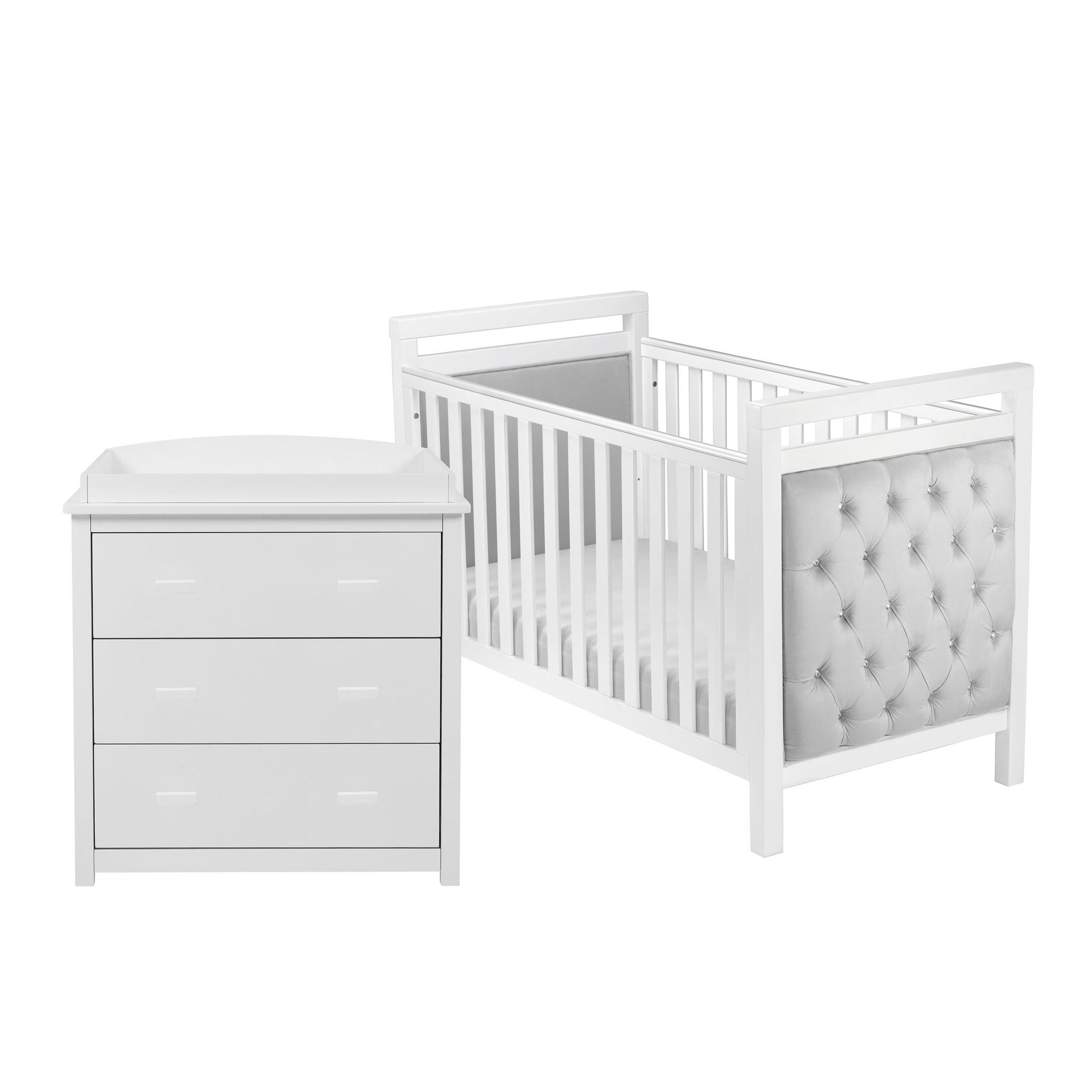 Babymore Velvet Deluxe 2 Piece Nursery Room Set - White-Dreamy Nursery