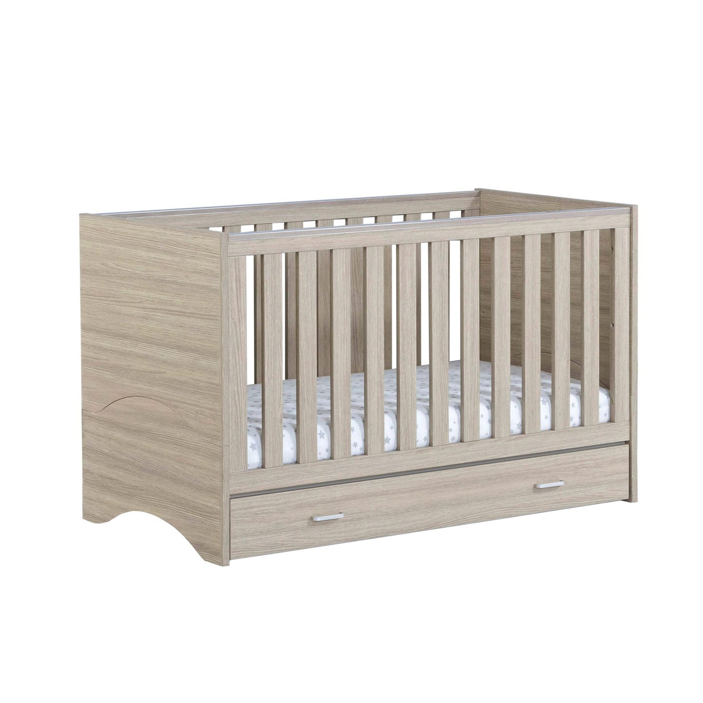 Babymore Veni Cot Bed (with under-cot storage) - Oak-Dreamy Nursery