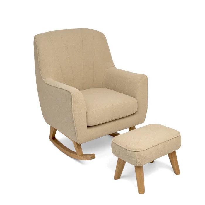 Clair De Lune Bouclé Rocking Chair and Footstool - Natural-Dreamy Nursery