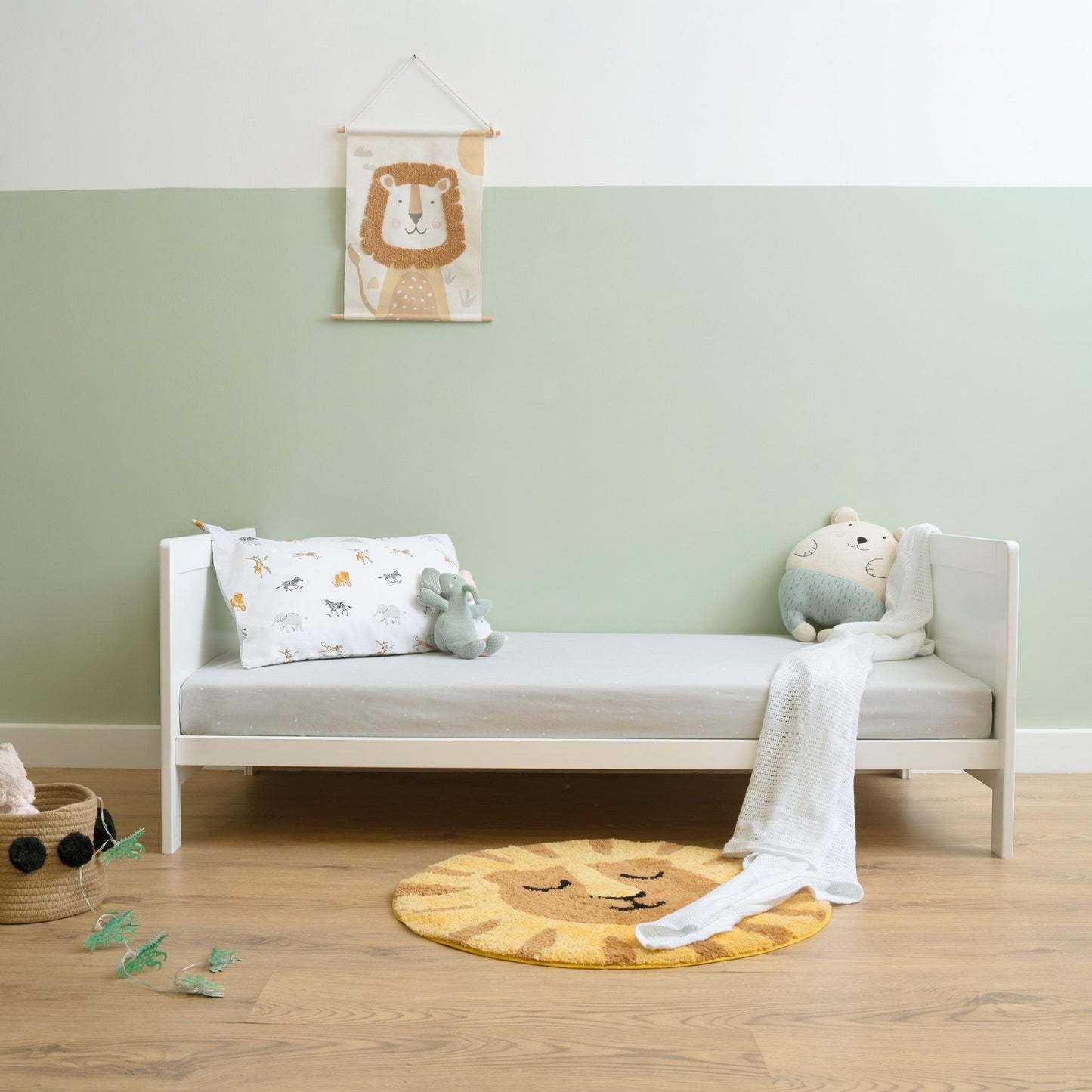 Clair De Lune Essentials Cot Bed - White & Natural-Dreamy Nursery