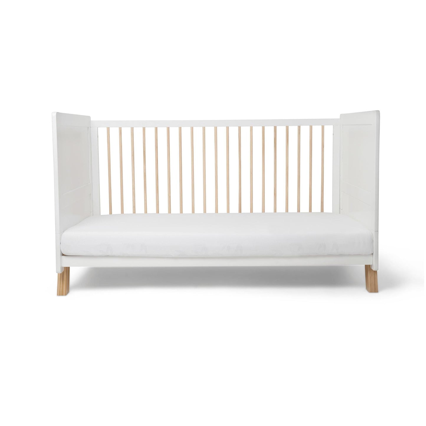 Clair De Lune Essentials Cot Bed - White & Natural-Dreamy Nursery