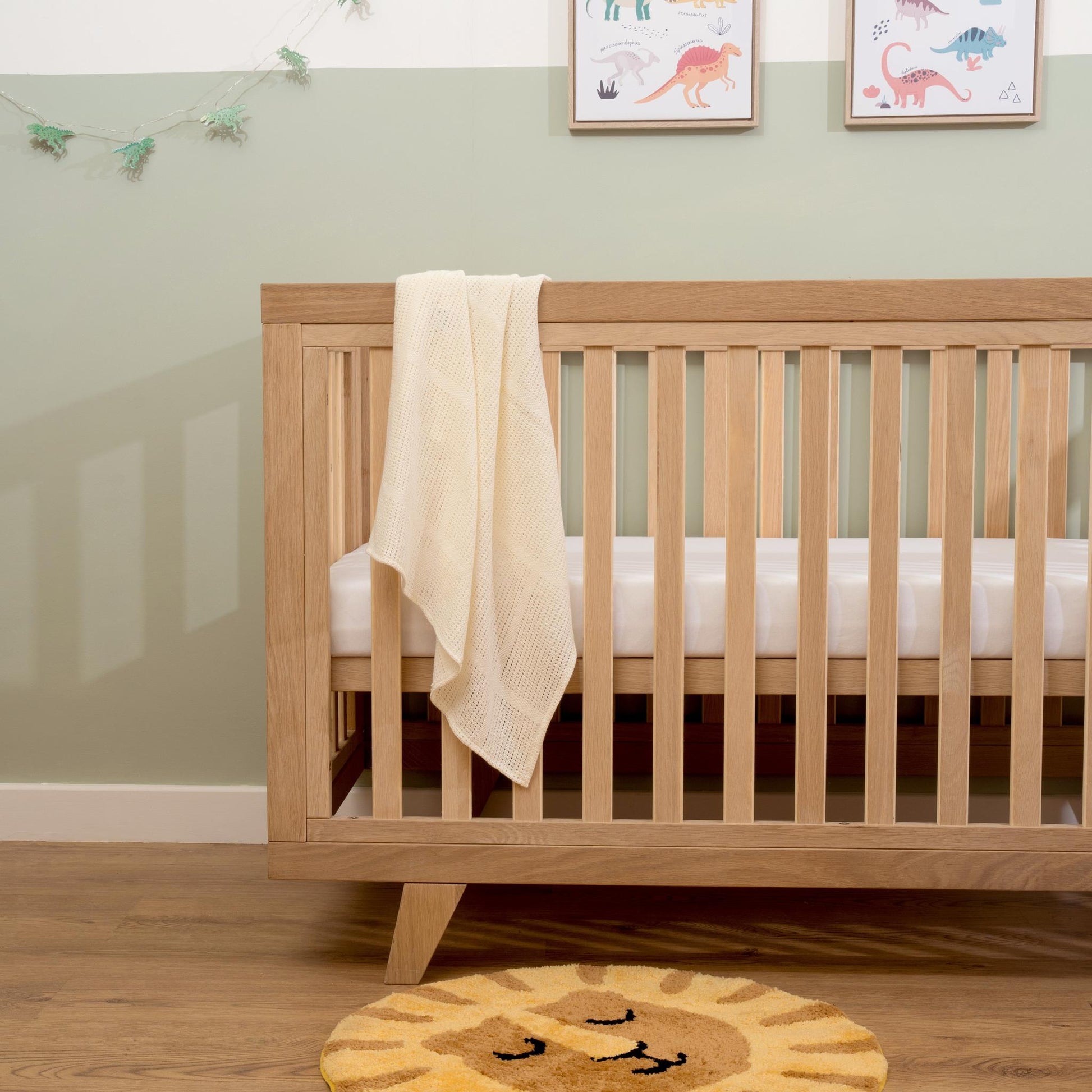 Clair De Lune Oak Cot Bed - Natural Oak-Dreamy Nursery