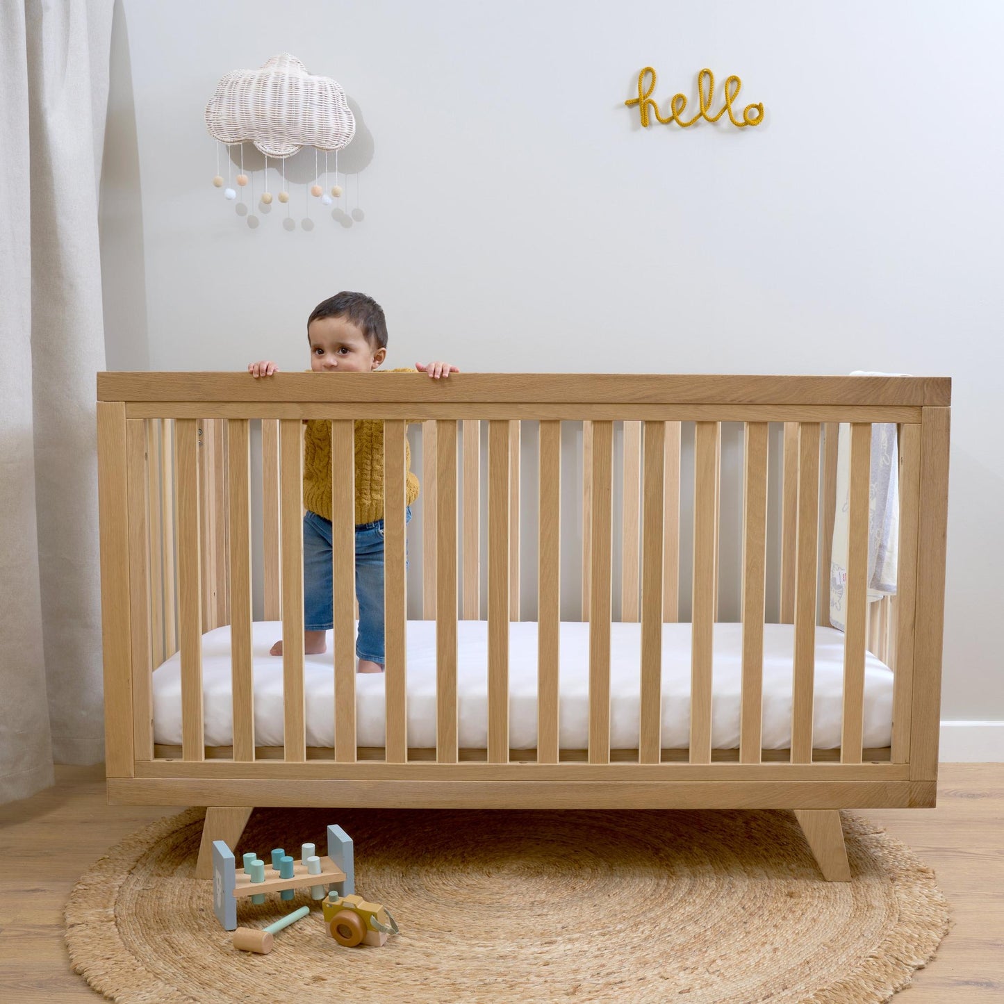 Clair De Lune Oak Cot Bed - Natural Oak-Dreamy Nursery