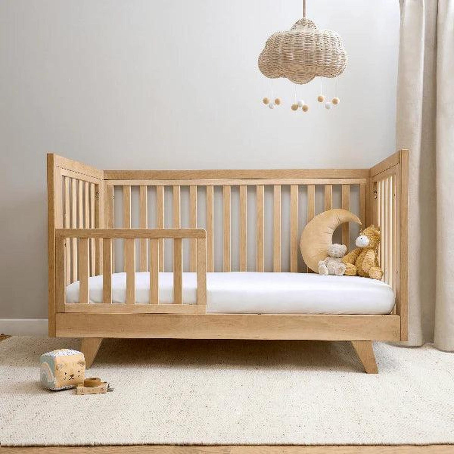 Clair De Lune Oak Cot Bed - Natural Oak-Dreamy Nursery