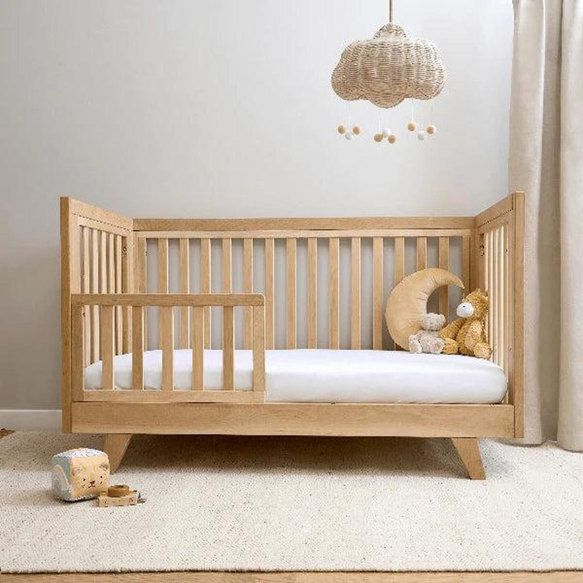 Clair De Lune Oak Cot Bed - Natural Oak-Dreamy Nursery