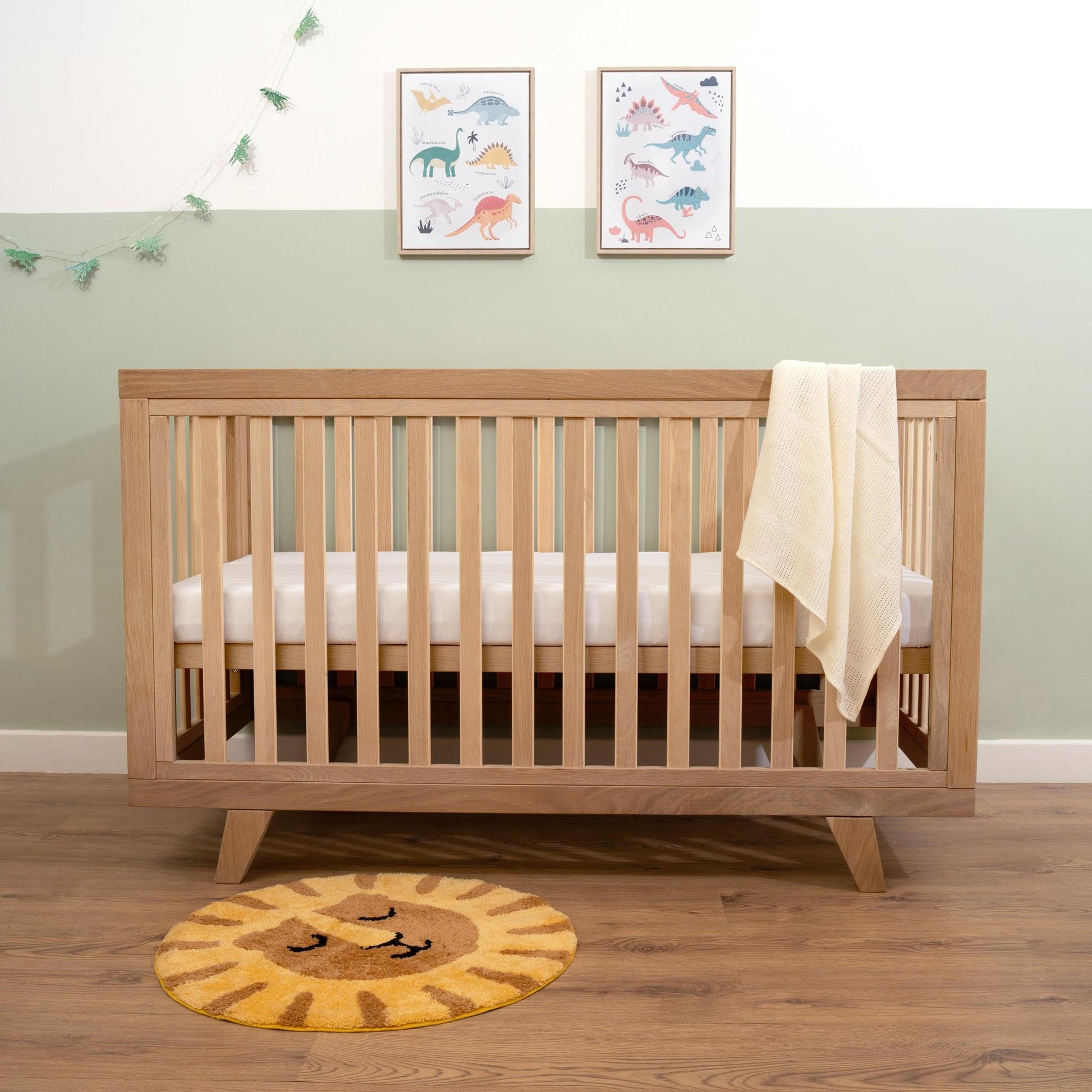 Clair De Lune Oak Cot Bed - Natural Oak-Dreamy Nursery