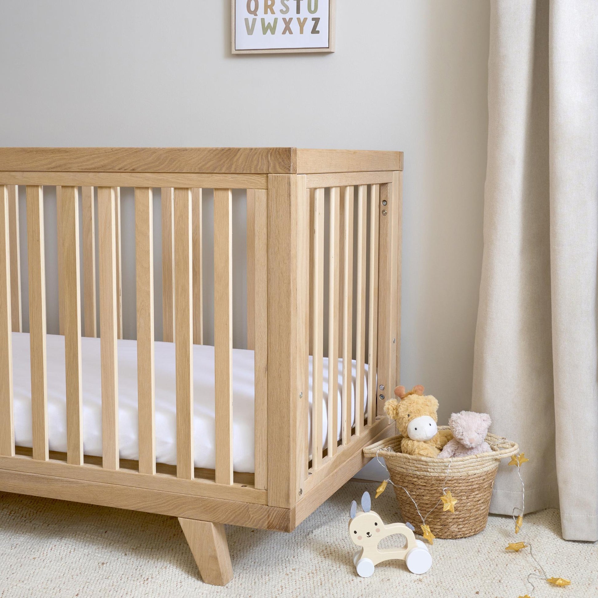 Clair De Lune Oak Cot Bed - Natural Oak-Dreamy Nursery