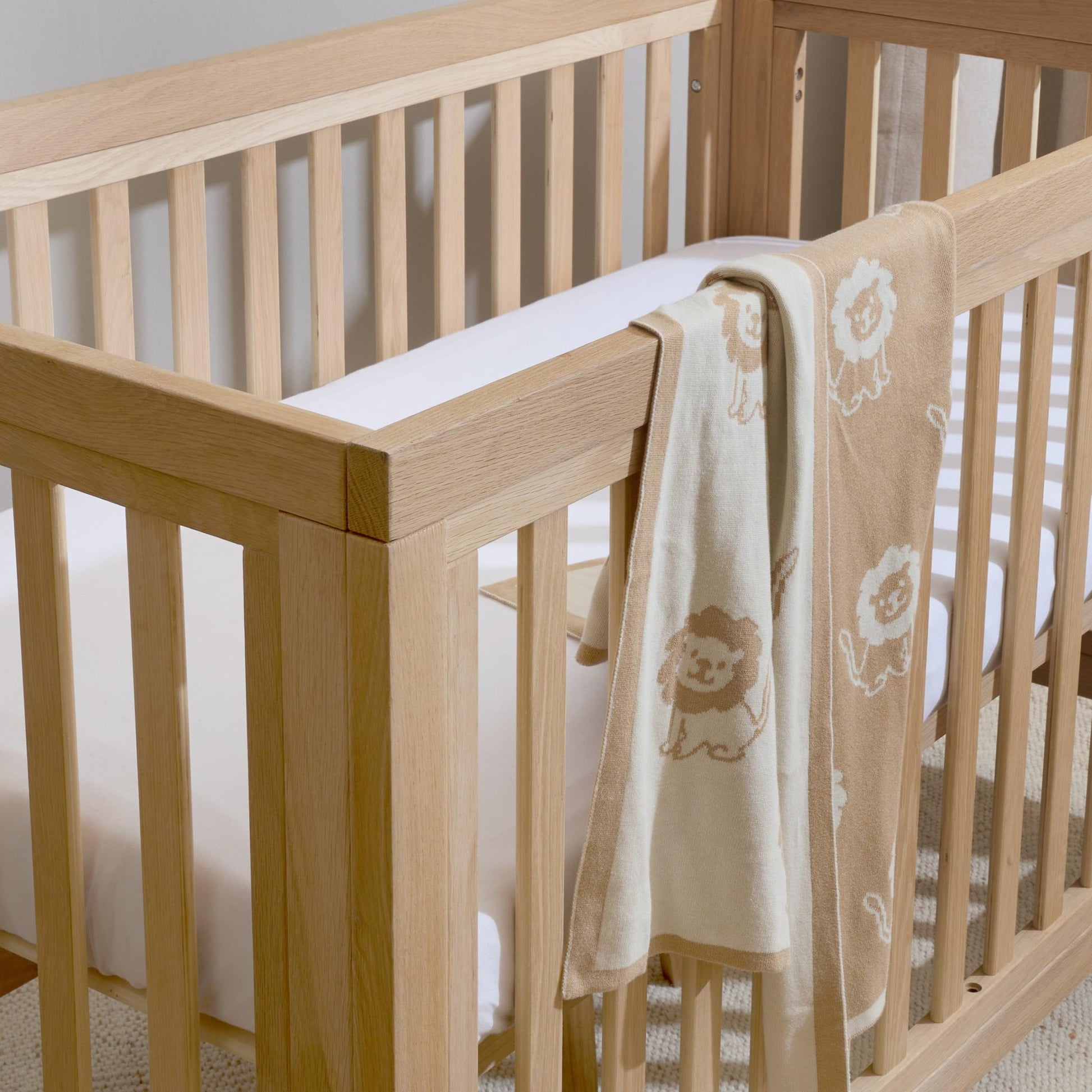 Clair De Lune Oak Cot Bed - Natural Oak-Dreamy Nursery