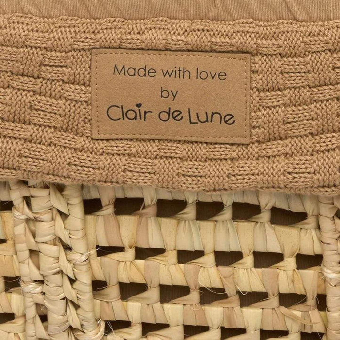 Clair De Lune Organic Knitted Palm Moses Basket (with Rocking Stand) - Biscuit-Dreamy Nursery