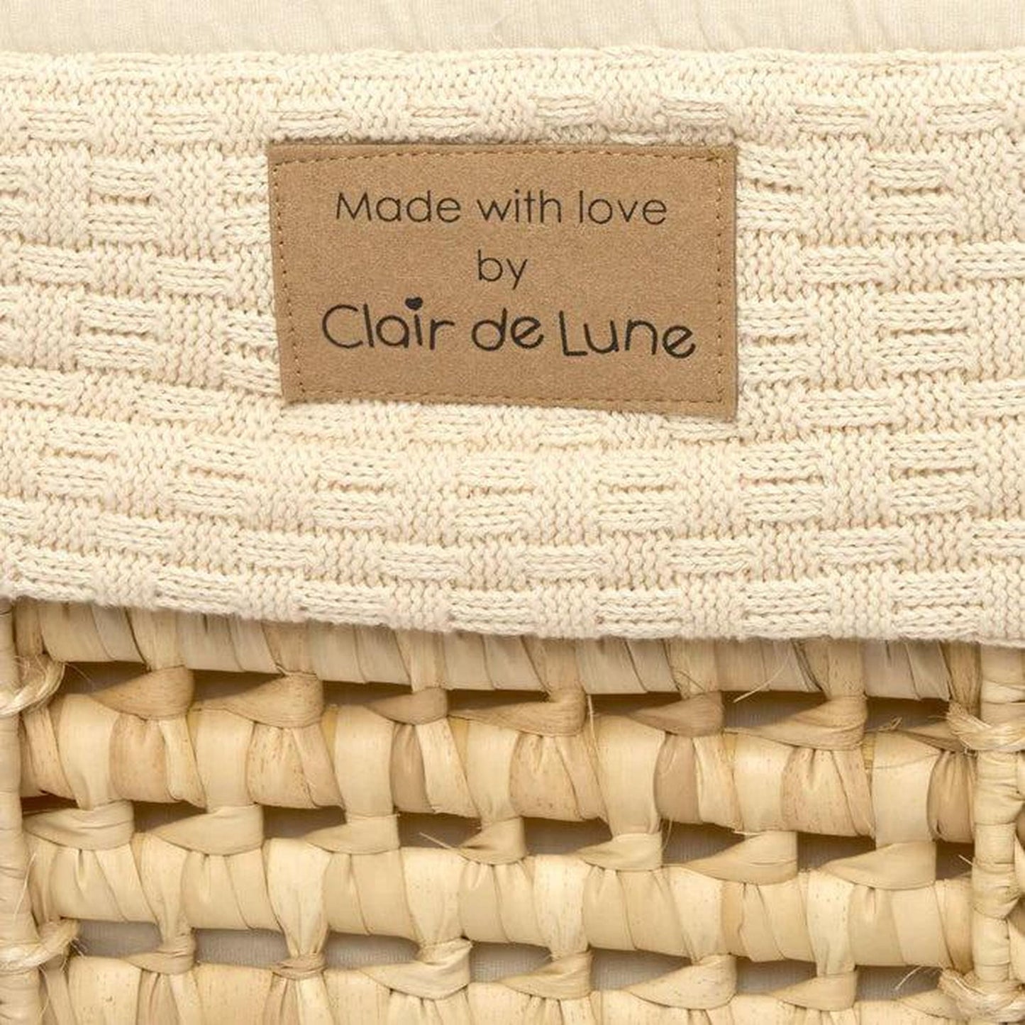 Clair De Lune Organic Knitted Palm Moses Basket (with Rocking Stand) - Cream-Dreamy Nursery