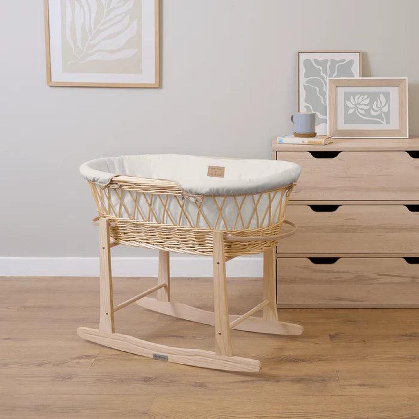 Clair De Lune Organic Natural Wicker Moses Basket (with Rocking Stand) - Cream-Dreamy Nursery