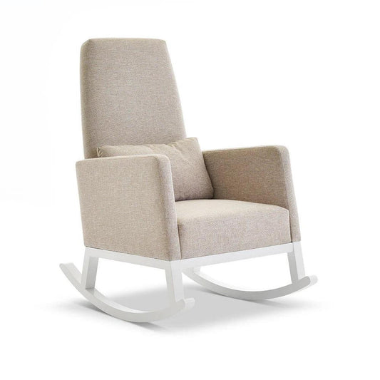 Obaby High Back Rocking Chair - White with Oatmeal Cushion-Dreamy Nursery